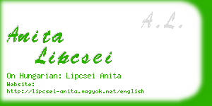 anita lipcsei business card